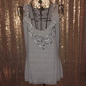 White House Black Market Striped Ruffle Tank